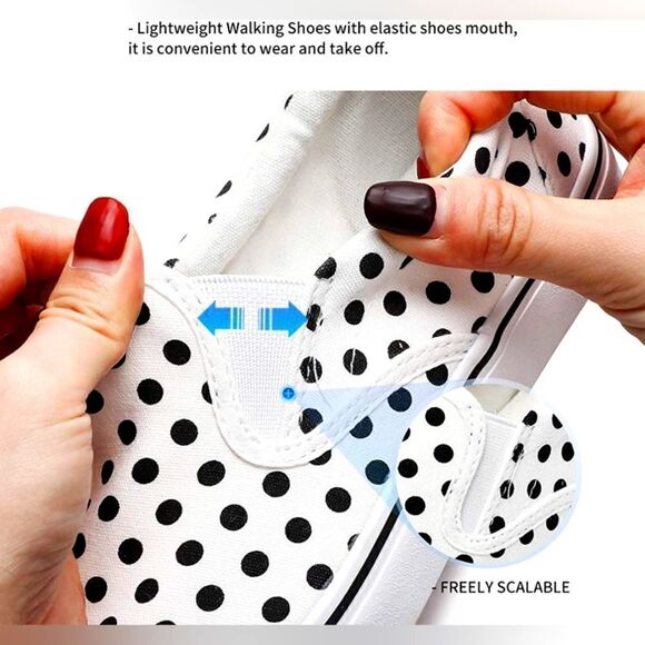 (85-2654)  🔥3/$20🔥  Women's Polkadot Slip on Canvas Sneakers  Sz 11 - Picture 8 of 12